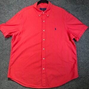 Ralph Lauren Classic Fit Garment-dyed Oxford Shirt Men XL Coral Pink Preppy Pony